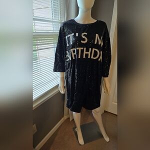 Black Sequin 'It's My Birthday' Dress